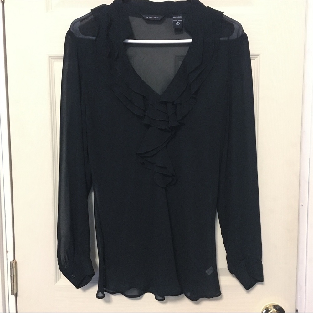 New York & Co sheer black long sleeve top